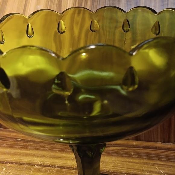 Vintage Indiana Glass Amber Pedestal Candy Bowl: Garland  Vintage Indiana Glass MCM pedestal fruit candy bowl teardrop design farmhouse
